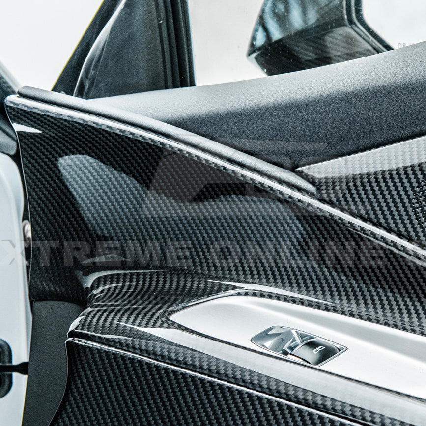 Corvette C8 DRY CARBON FIBER Window Switch Trim &amp; Pillar Panel Cover
