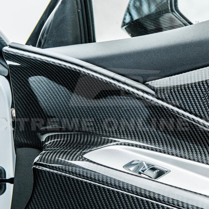 Corvette C8 DRY CARBON FIBER Window Switch Trim &amp; Pillar Panel Cover