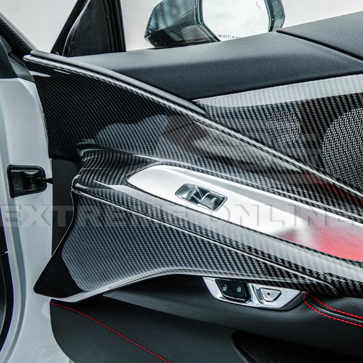Corvette C8 DRY CARBON FIBER Window Switch Trim &amp; Pillar Panel Cover