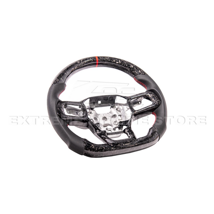 2024-Up Ford Mustang Forged CARBON FIBER Perforated Leather Red Stripe Steering Wheel
