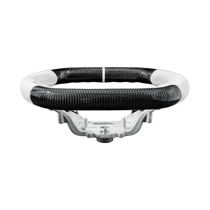 Corvette C8 Carbon Fiber Steering Wheel White Perforated Leather White Stitching White Stripe