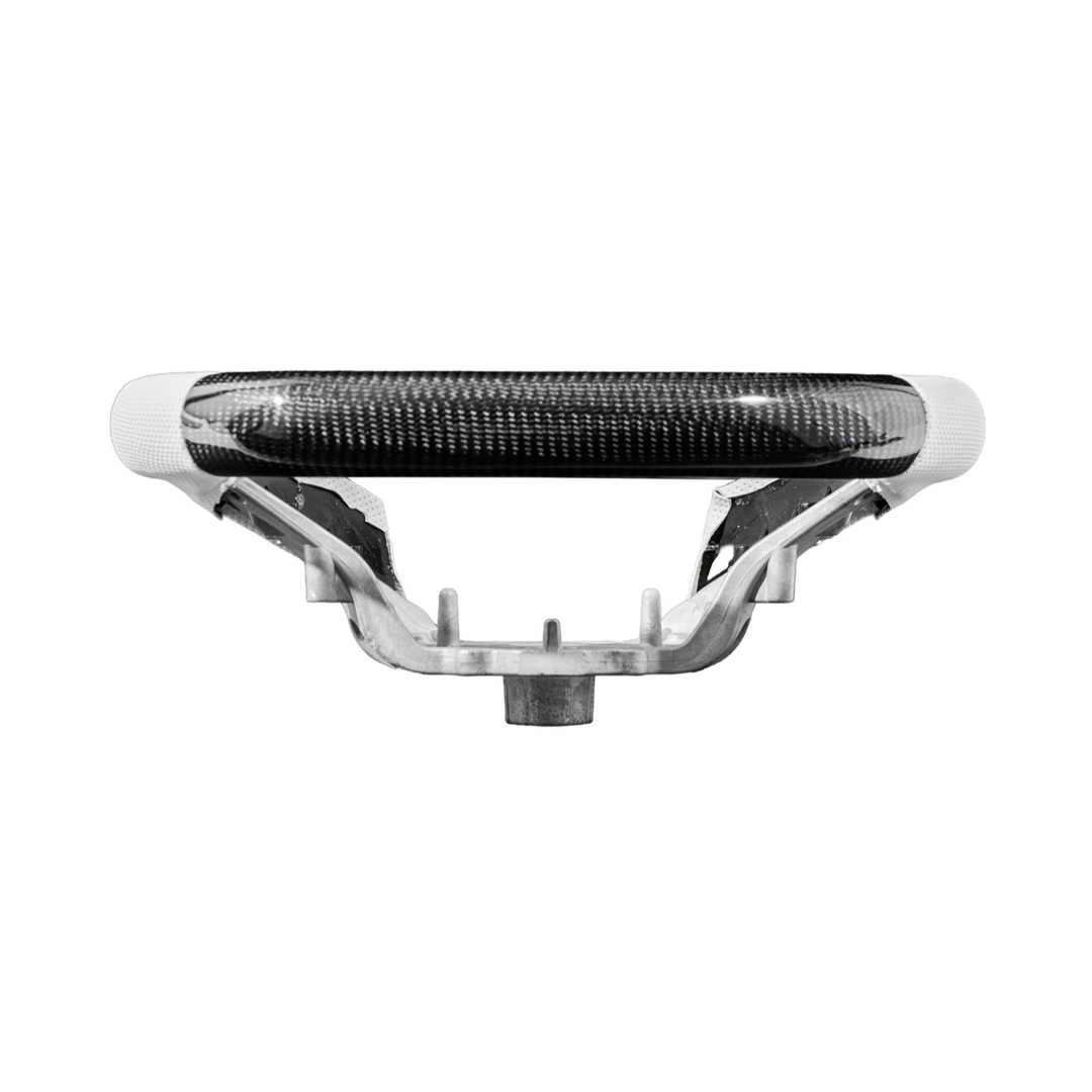 Corvette C8 Carbon Fiber Steering Wheel White Perforated Leather White Stitching White Stripe