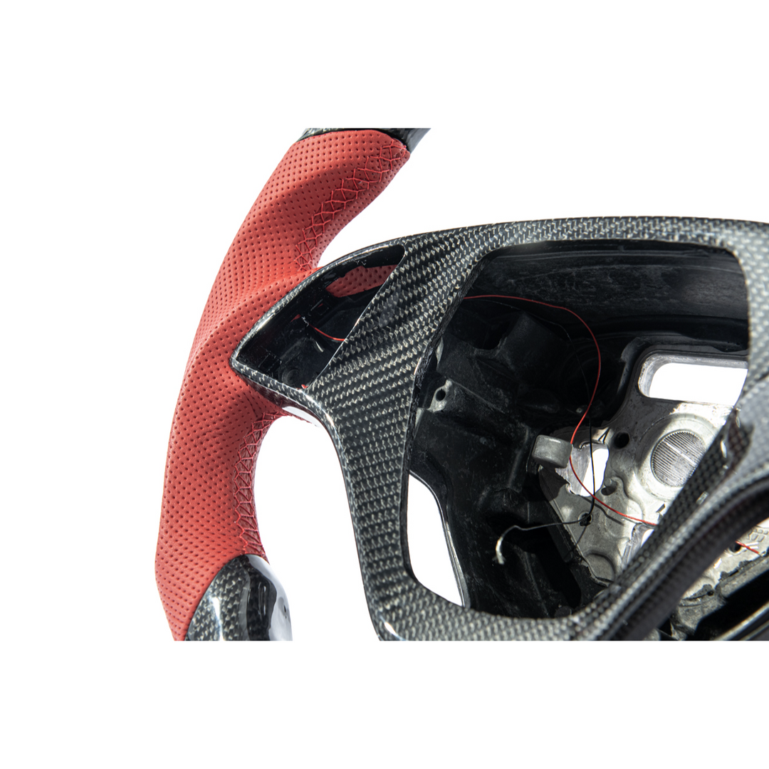 Chevrolet Corvette C7 Red Leather Red Stitching LED Carbon Fiber Steering Wheel