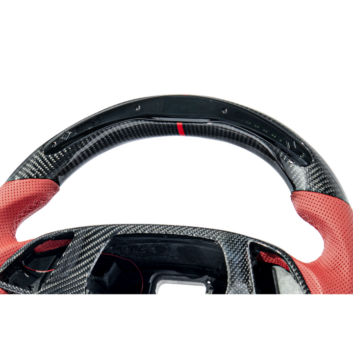 Chevrolet Corvette C7 Red Leather Red Stitching LED Carbon Fiber Steering Wheel