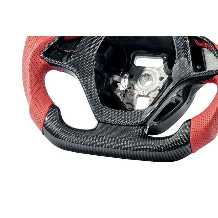 Chevrolet Corvette C7 Red Leather Red Stitching LED Carbon Fiber Steering Wheel