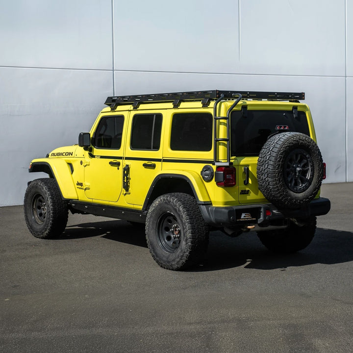 2018-Up Jeep Wrangler | Carbon Steel Black Full-Length Roof Cargo Rack Ladder