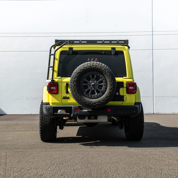 2018-Up Jeep Wrangler | Carbon Steel Black Full-Length Roof Cargo Rack Ladder