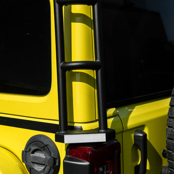 2018-Up Jeep Wrangler | Carbon Steel Black Full-Length Roof Cargo Rack Ladder