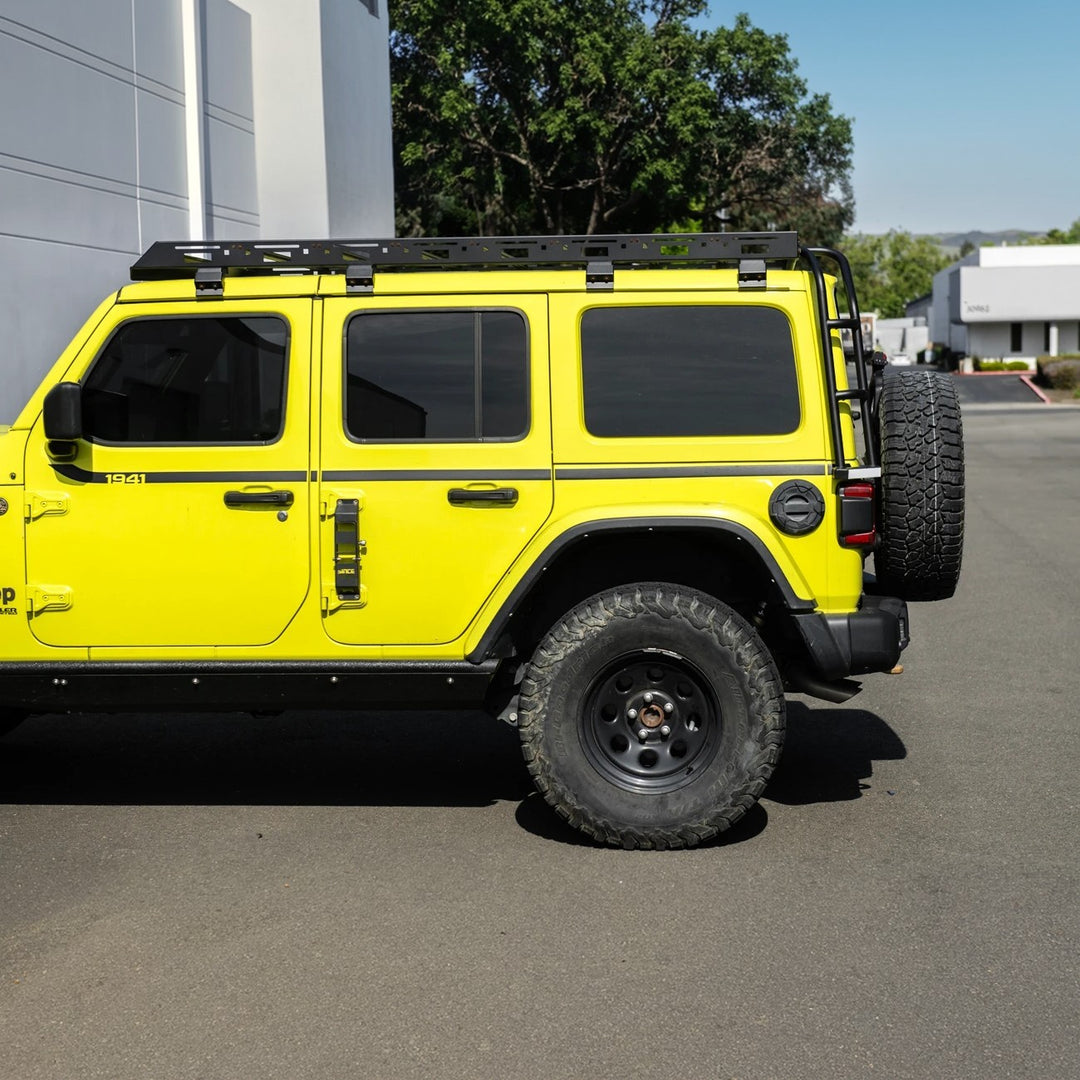 2018-Up Jeep Wrangler | Carbon Steel Black Half-Length Roof Cargo Rack Ladder