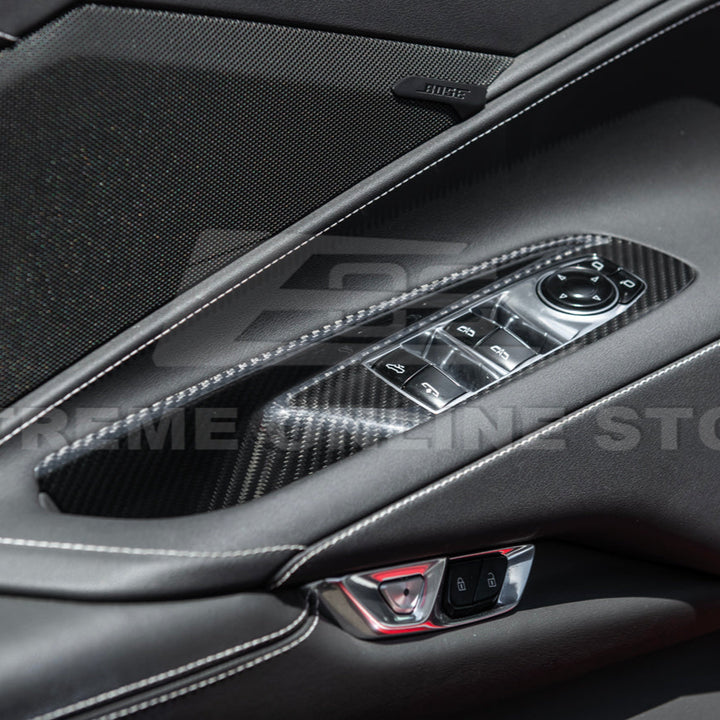 Corvette C8 DRY CARBON FIBER Door Window Control Panel Switch Cover
