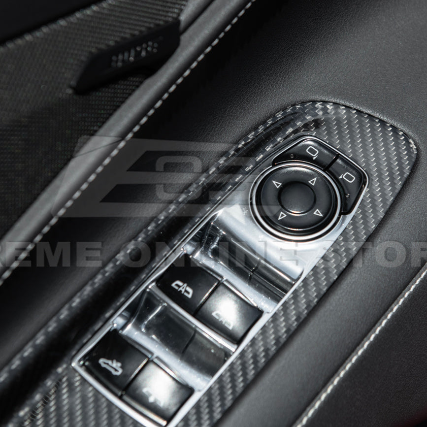 Corvette C8 DRY CARBON FIBER Door Window Control Panel Switch Cover