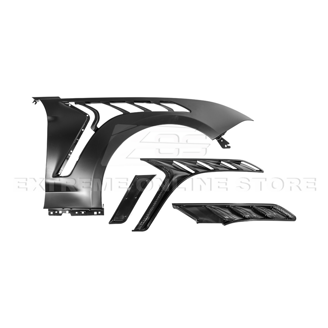 2018-23 Ford Mustang S550 | GTD Style Primed Black Front Side Vented Fenders