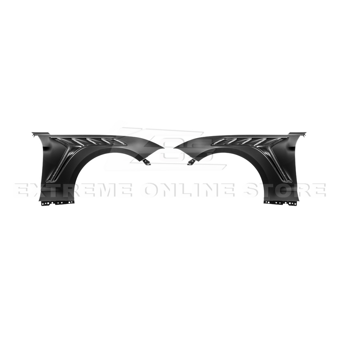 2018-23 Ford Mustang S550 | GTD Style Primed Black Front Side Vented Fenders