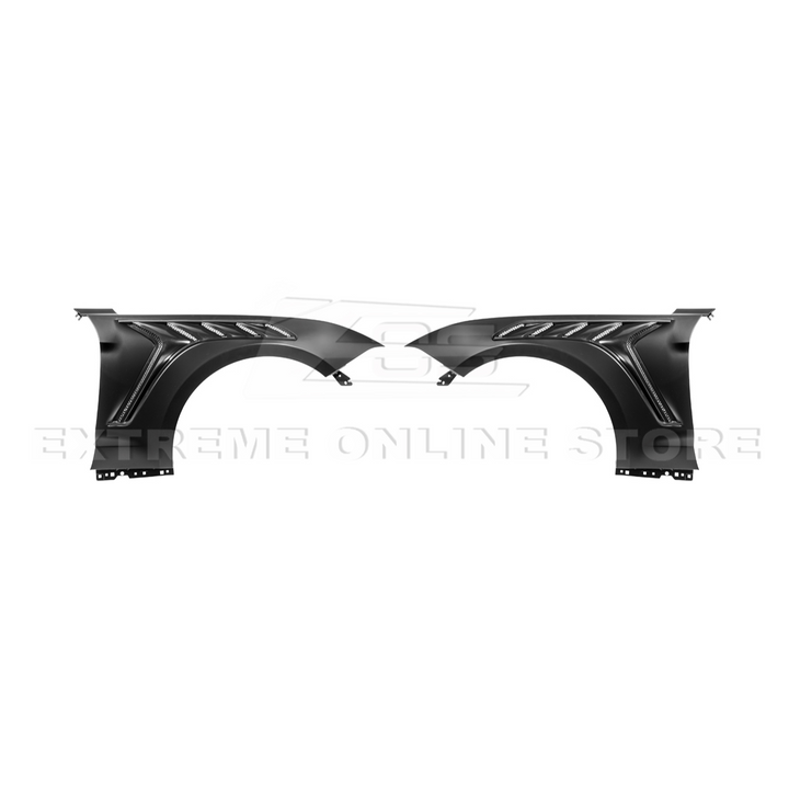2018-23 Ford Mustang S550 | GTD Style Primed Black Front Side Vented Fenders