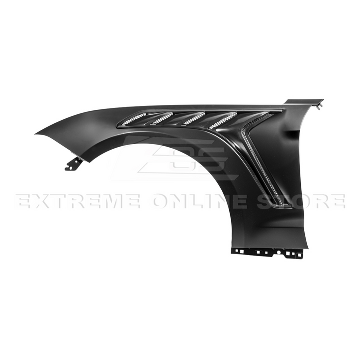 2018-23 Ford Mustang S550 | GTD Style Primed Black Front Side Vented Fenders