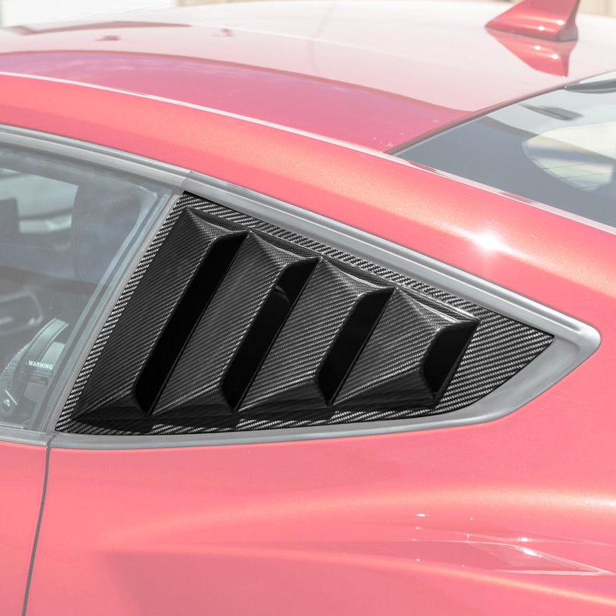 2024-Up Ford Mustang Carbon Fiber Side Quarter Window Louver Sun Shade Cover