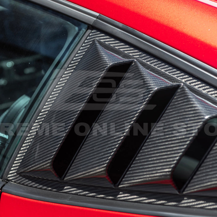 2024-Up Ford Mustang Carbon Fiber Side Quarter Window Louver Sun Shade Cover