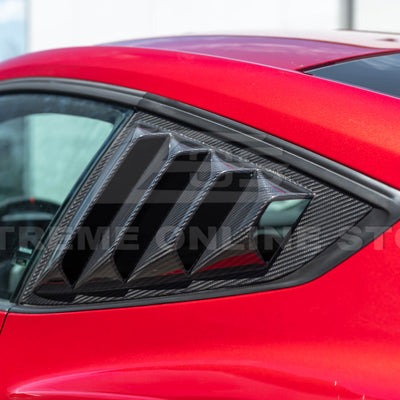 2024-Up Ford Mustang Carbon Fiber Side Quarter Window Louver Sun Shade Cover