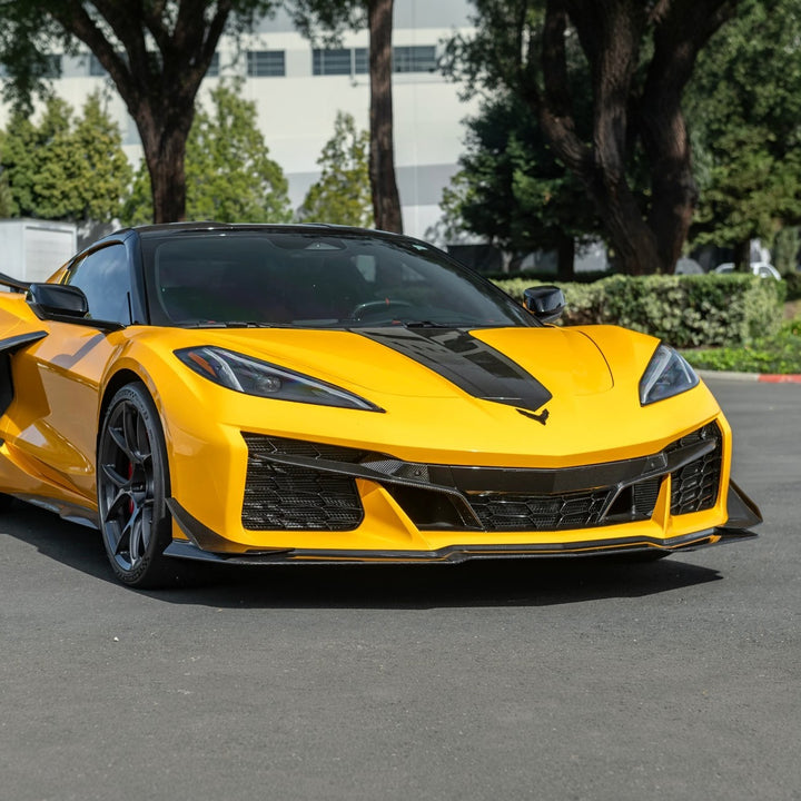 2023-Present Corvette C8 Z06 / E-Ray | Z07 Extended DRY CARBON FIBER Front Lip Splitter &amp; No-Drill Canards