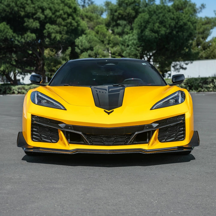 2023-Present Corvette C8 Z06 / E-Ray | Z07 Extended DRY CARBON FIBER Front Lip Splitter &amp; No-Drill Canards