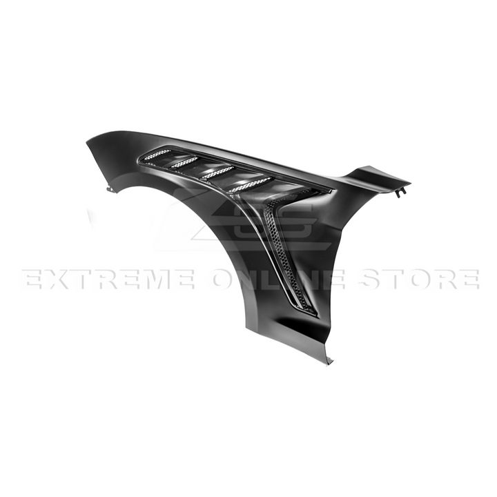 2018-23 Ford Mustang S550 | GTD Style Primed Black Front Side Vented Fenders