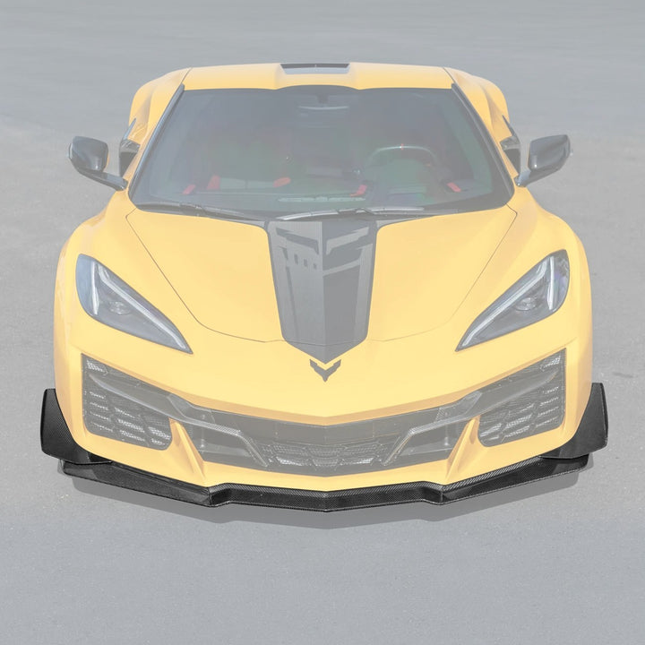 2023-Present Corvette C8 Z06 / E-Ray | Z07 Extended DRY CARBON FIBER Front Lip Splitter &amp; No-Drill Canards