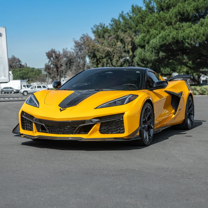 2023-Present Corvette C8 Z06 / E-Ray | Z07 Extended DRY CARBON FIBER Front Lip Splitter &amp; No-Drill Canards