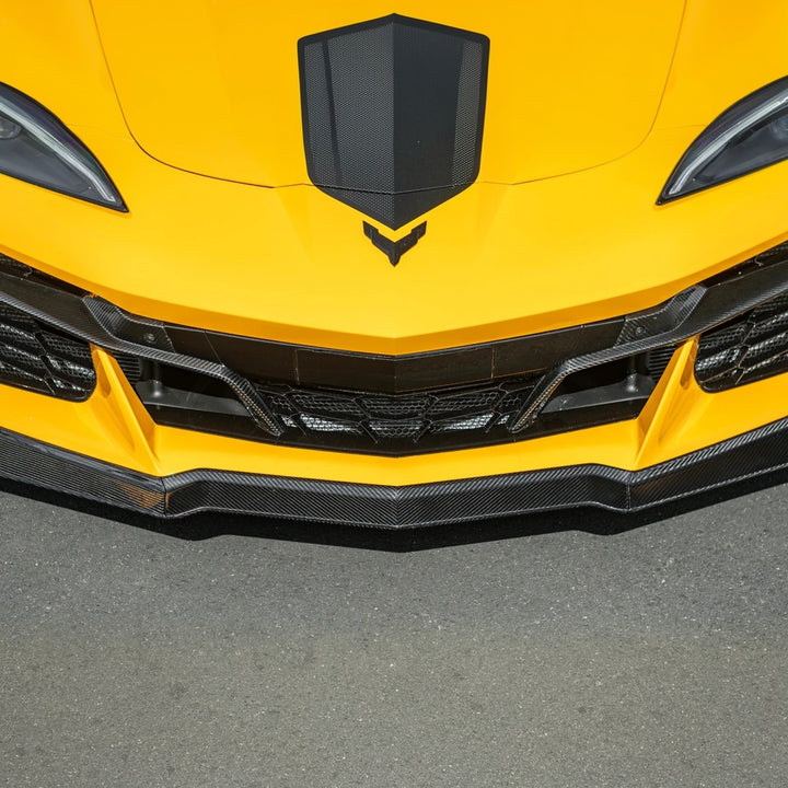 2023-Present Corvette C8 Z06 / E-Ray | Z07 Extended DRY CARBON FIBER Front Lip Splitter &amp; No-Drill Canards