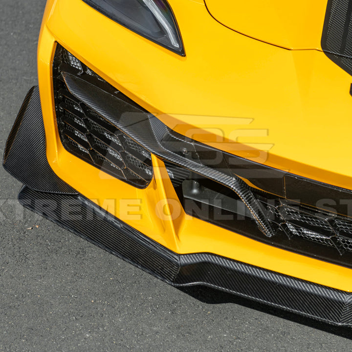 Corvette C8 Z06 / E-Ray DRY CARBON FIBER Front Splitter &amp; Canards [Z07 Extended Package]