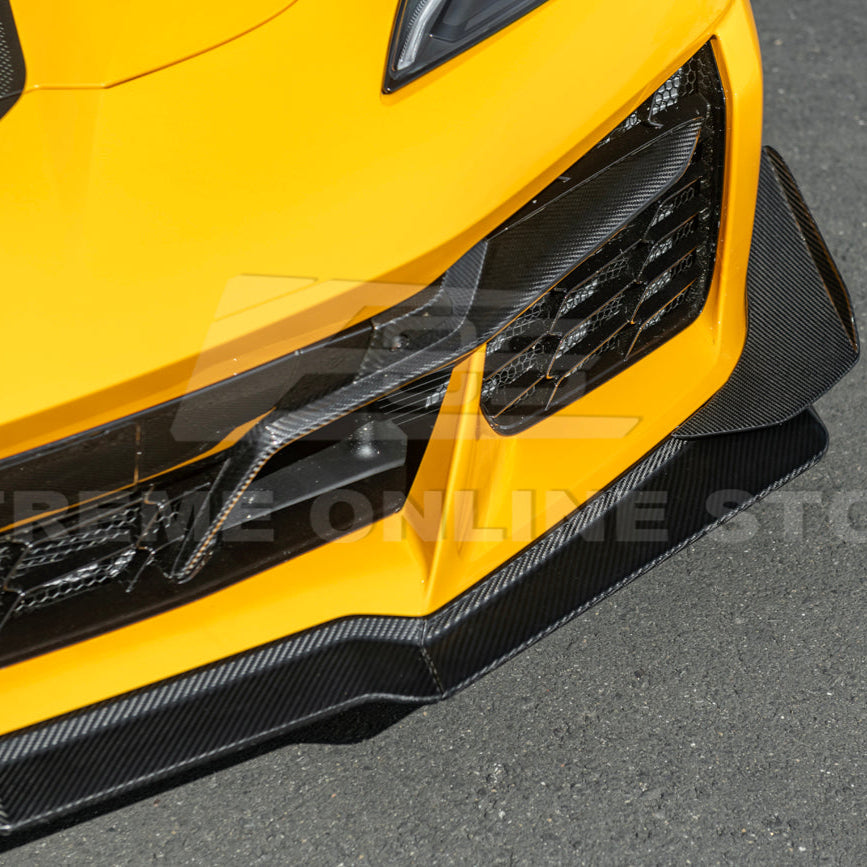 Corvette C8 Z06 / E-Ray DRY CARBON FIBER Front Splitter &amp; Canards [Z07 Extended Package]