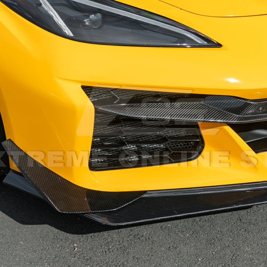 Corvette C8 Z06 / E-Ray DRY CARBON FIBER Front Splitter &amp; Canards [Z07 Extended Package]