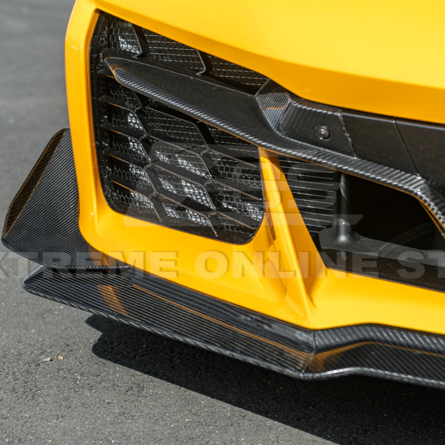 パーツ E5 Corvette C8 Z06 / E-Ray DRY CARBON FIBER Front Splitter & Canards [Z07