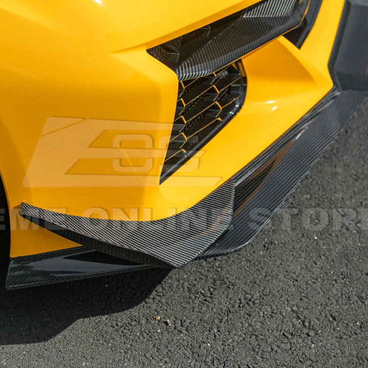Corvette C8 Z06 / E-Ray DRY CARBON FIBER Front Splitter &amp; Canards [Z07 Extended Package]