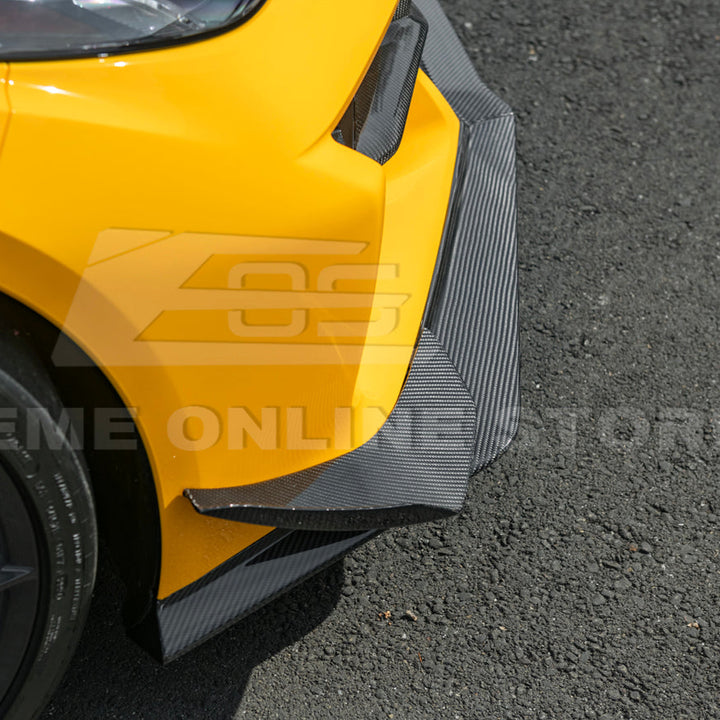 Corvette C8 Z06 / E-Ray DRY CARBON FIBER Front Splitter &amp; Canards [Z07 Extended Package]