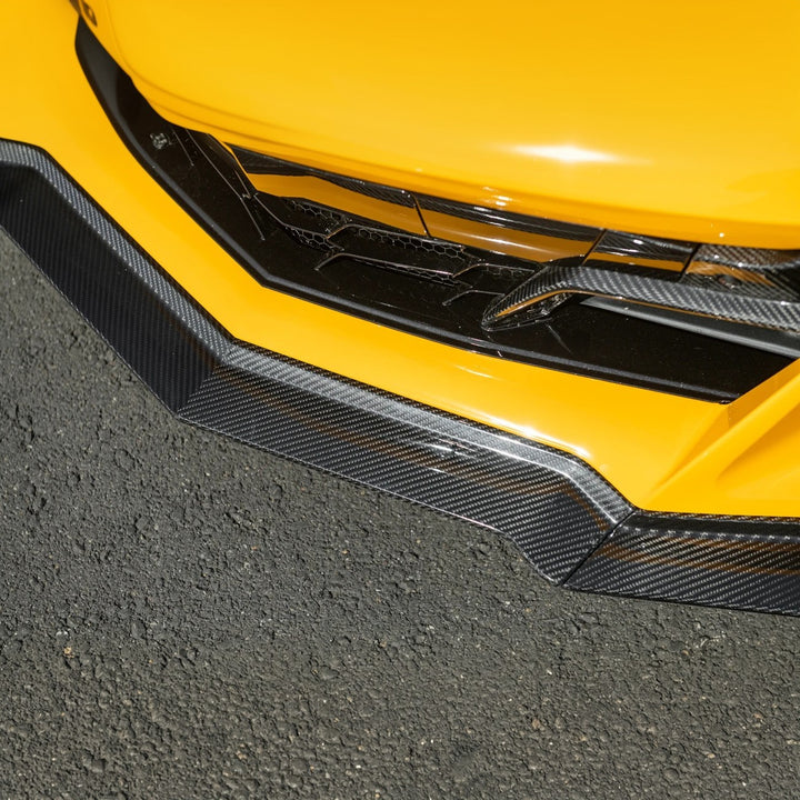 2023-Present Corvette C8 Z06 / E-Ray | Z07 Extended DRY CARBON FIBER Front Lip Splitter &amp; No-Drill Canards