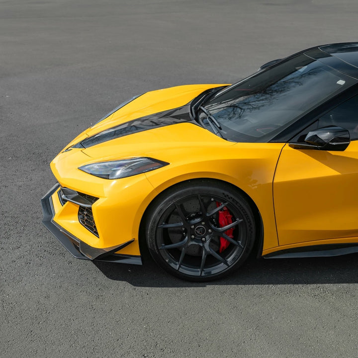 2023-Present Corvette C8 Z06 / E-Ray | Z07 Extended DRY CARBON FIBER Front Lip Splitter &amp; No-Drill Canards