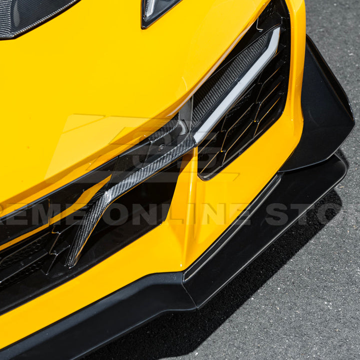 Corvette C8 Z06 / E-Ray DRY CARBON FIBER Front Splitter &amp; Canards [Z07 Extended Package]