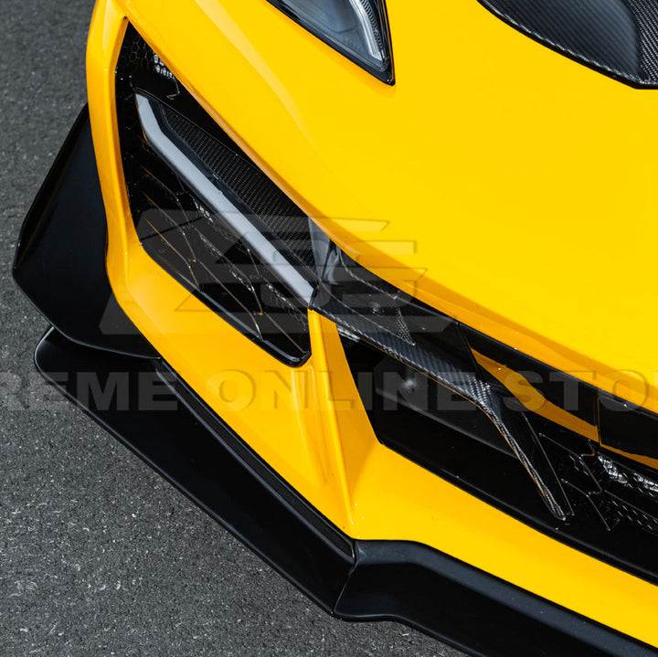 Corvette C8 Z06 / E-Ray DRY CARBON FIBER Front Splitter &amp; Canards [Z07 Extended Package]