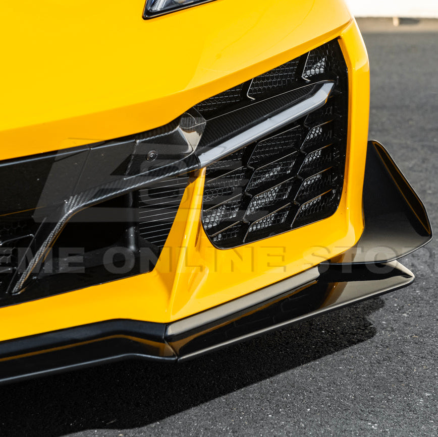 Corvette C8 Z06 / E-Ray DRY CARBON FIBER Front Splitter &amp; Canards [Z07 Extended Package]