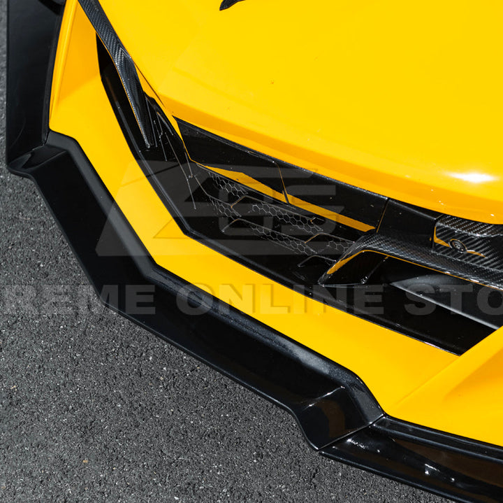 Corvette C8 Z06 / E-Ray DRY CARBON FIBER Front Splitter &amp; Canards [Z07 Extended Package]