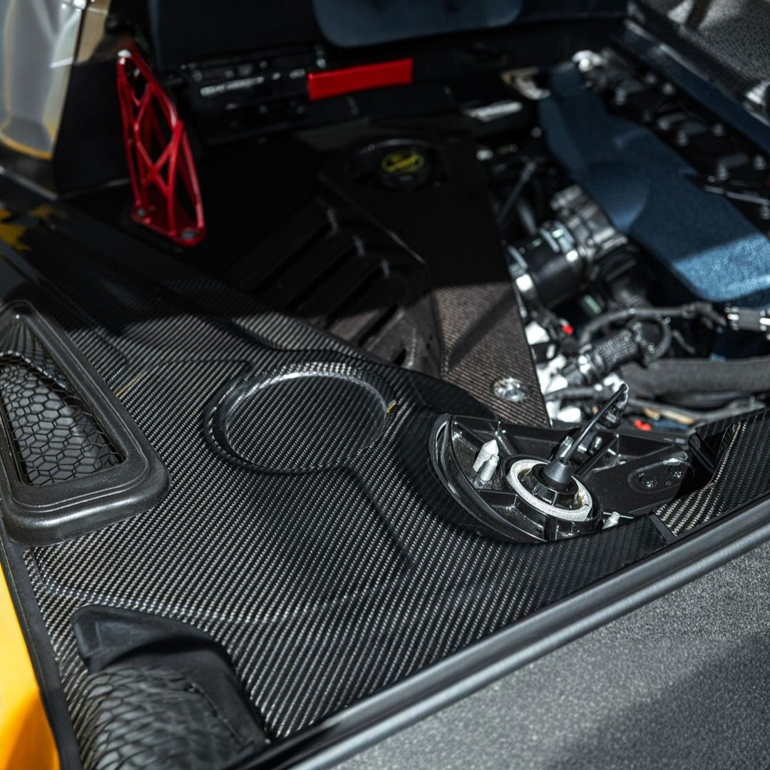 Corvette C8 Carbon Fiber 3-Piece Rear Engine Bay Cover Overlay Panel Set Carbon Fiber EC-1513-BKCF