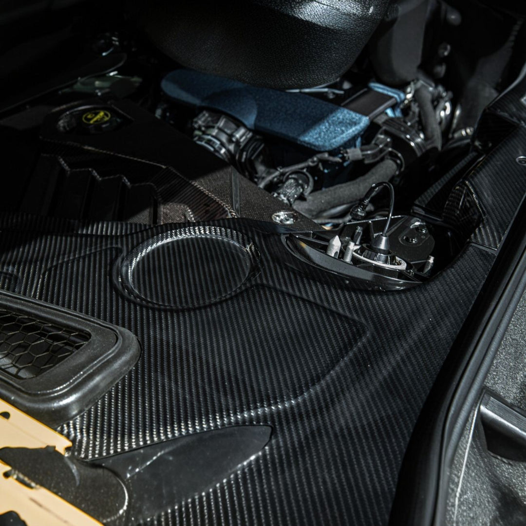 Corvette C8 Carbon Fiber 3-Piece Rear Engine Bay Cover Overlay Panel Set Carbon Fiber EC-1513-BKCF