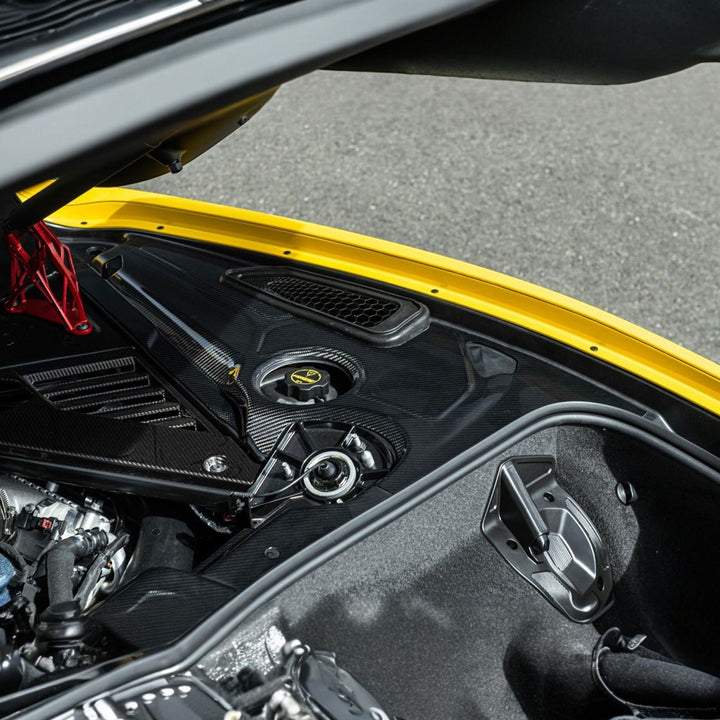 Corvette C8 Carbon Fiber 3-Piece Rear Engine Bay Cover Overlay Panel Set Carbon Fiber EC-1513-BKCF