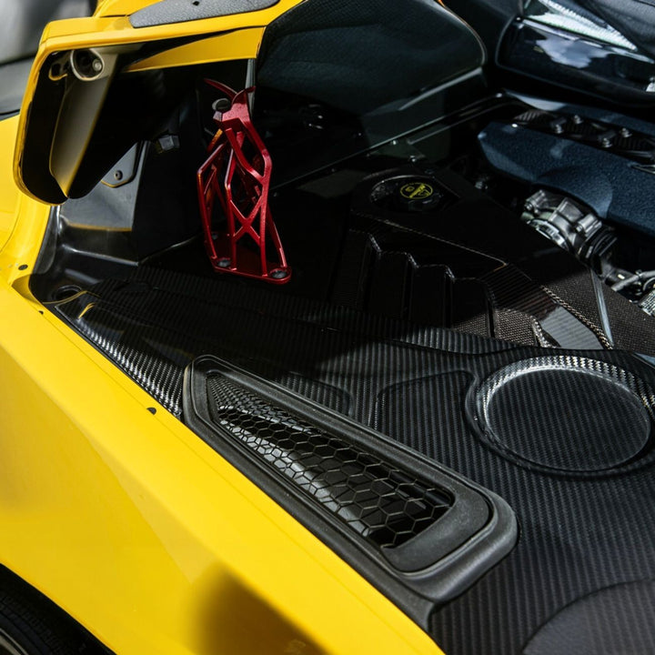 Corvette C8 Carbon Fiber 3-Piece Rear Engine Bay Cover Overlay Panel Set Carbon Fiber EC-1513-BKCF