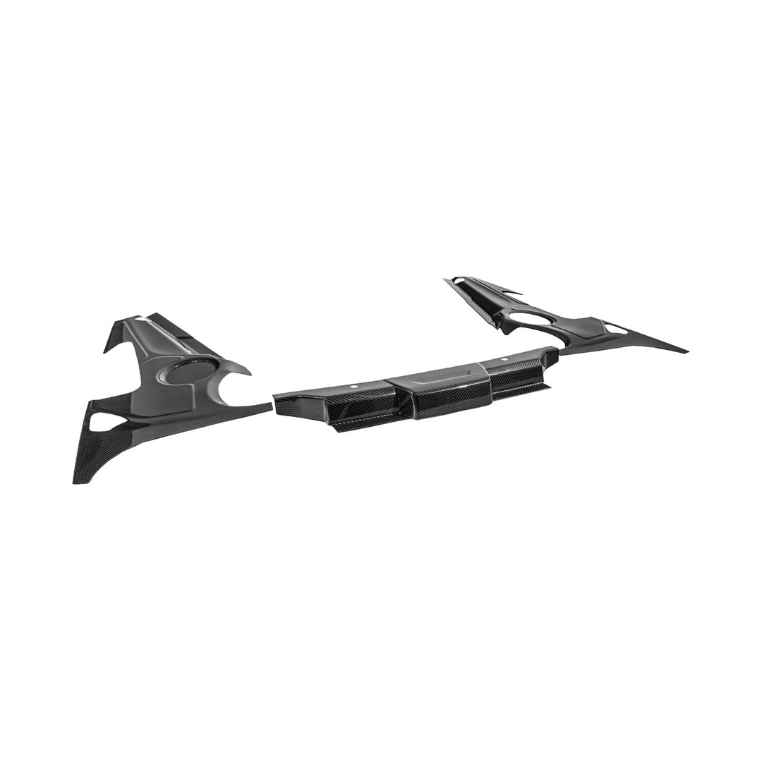 Corvette C8 Carbon Fiber 3-Piece Rear Engine Bay Cover Overlay Panel Set Carbon Fiber EC-1513-BKCF