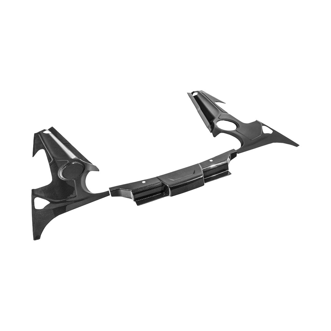 Corvette C8 Carbon Fiber 3-Piece Rear Engine Bay Cover Overlay Panel Set Carbon Fiber EC-1513-BKCF