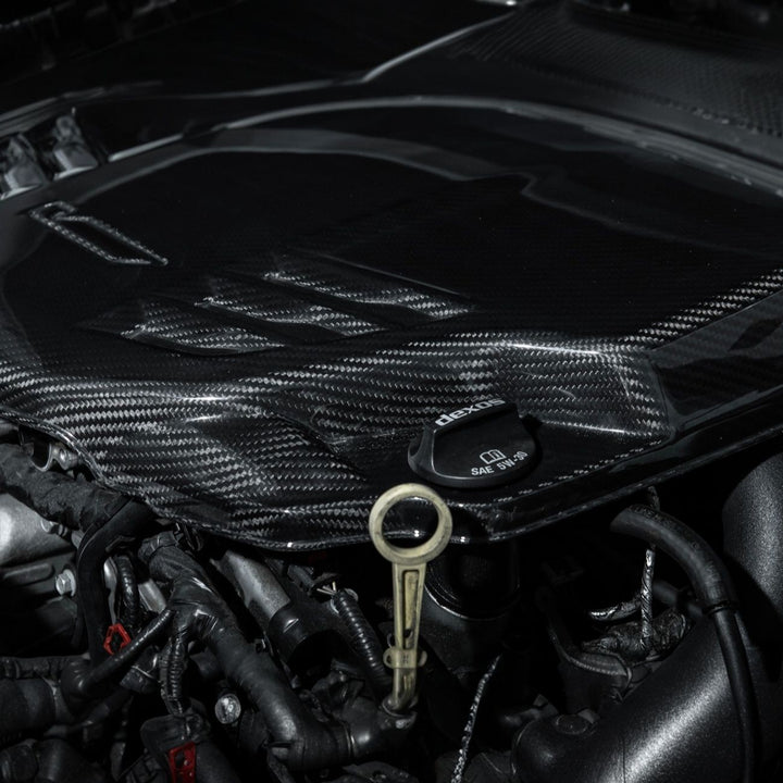 2022-Up Cadillac CT5-V Blackwing Dry Carbon Fiber Front Bumper Engine Cover EC-1522-BKCF