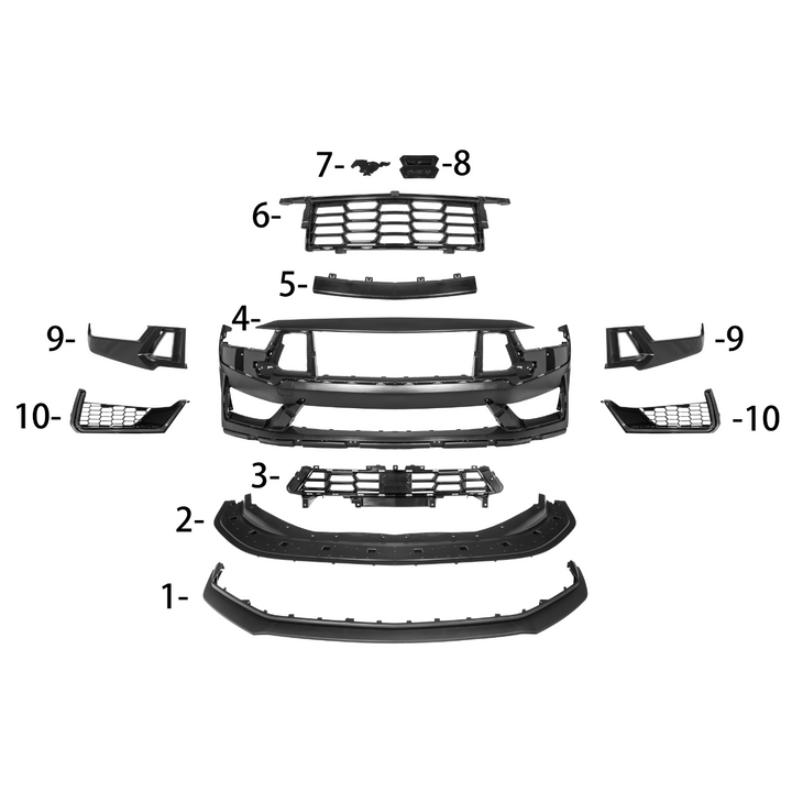 2024-Up Mustang | Dark Horse Style Front Bumper Cover Lip w/ LED Side Grille