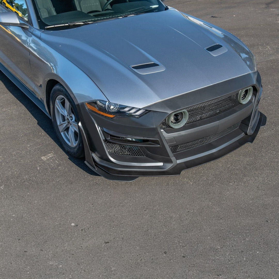2018-2023 Ford Mustang GT500 Style Full Bumper Conversion Kit Primed Black FBP-GT500-1822-LIGHT
