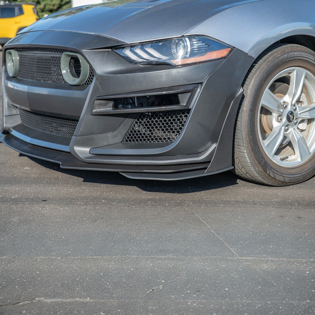 2018-2023 Ford Mustang GT500 Style Full Bumper Conversion Kit Primed Black FBP-GT500-1822-LIGHT